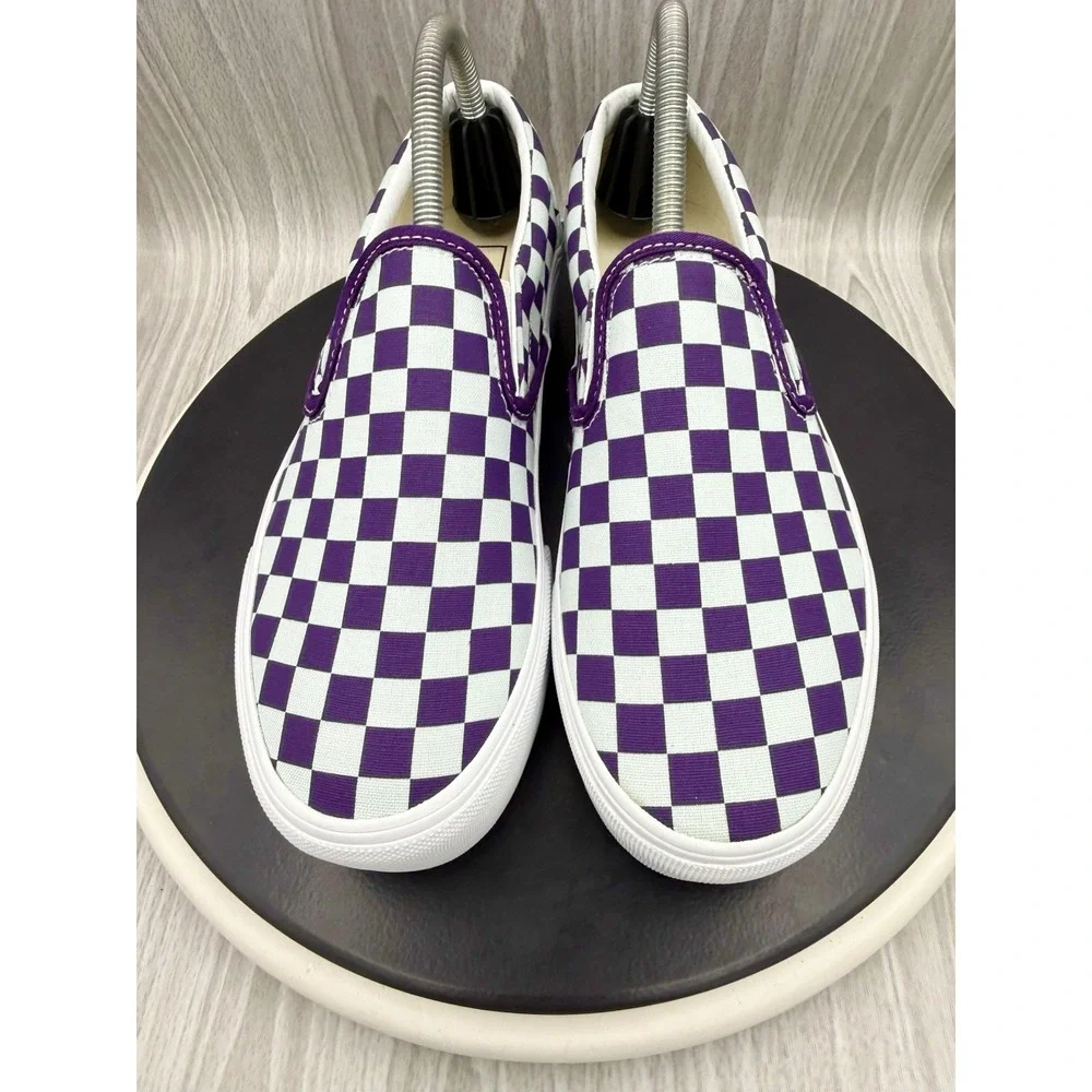 Vans Classic Slip On Stackform Checkerboard Womens Size 7.5 Purple Gray Platform